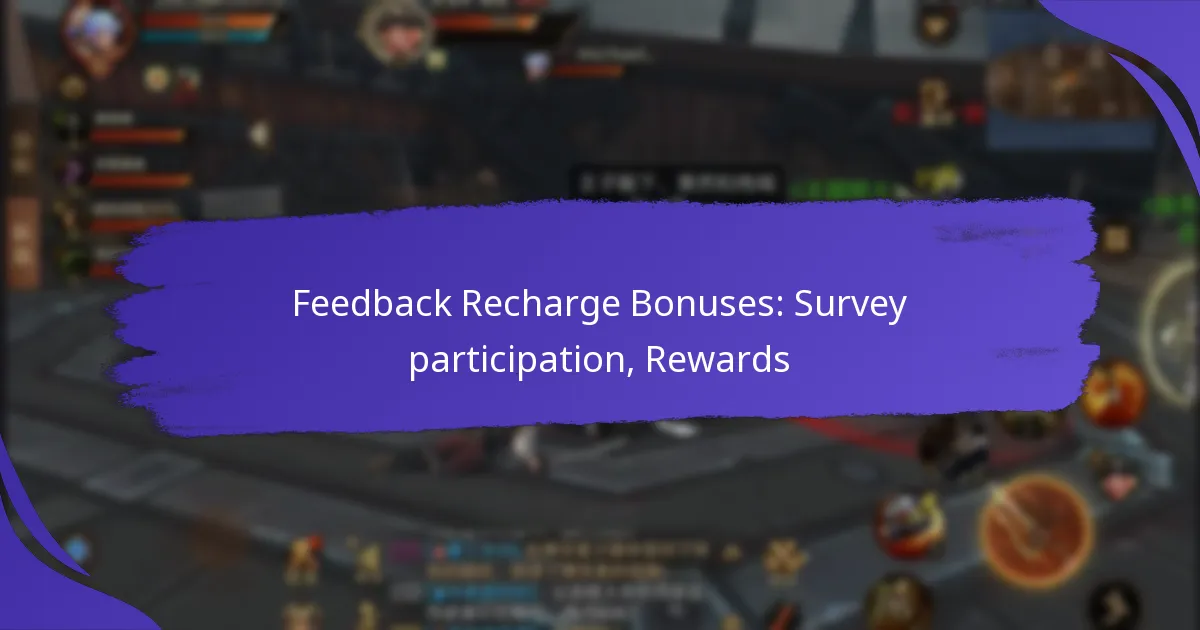Feedback Recharge Bonuses: Survey participation, Rewards